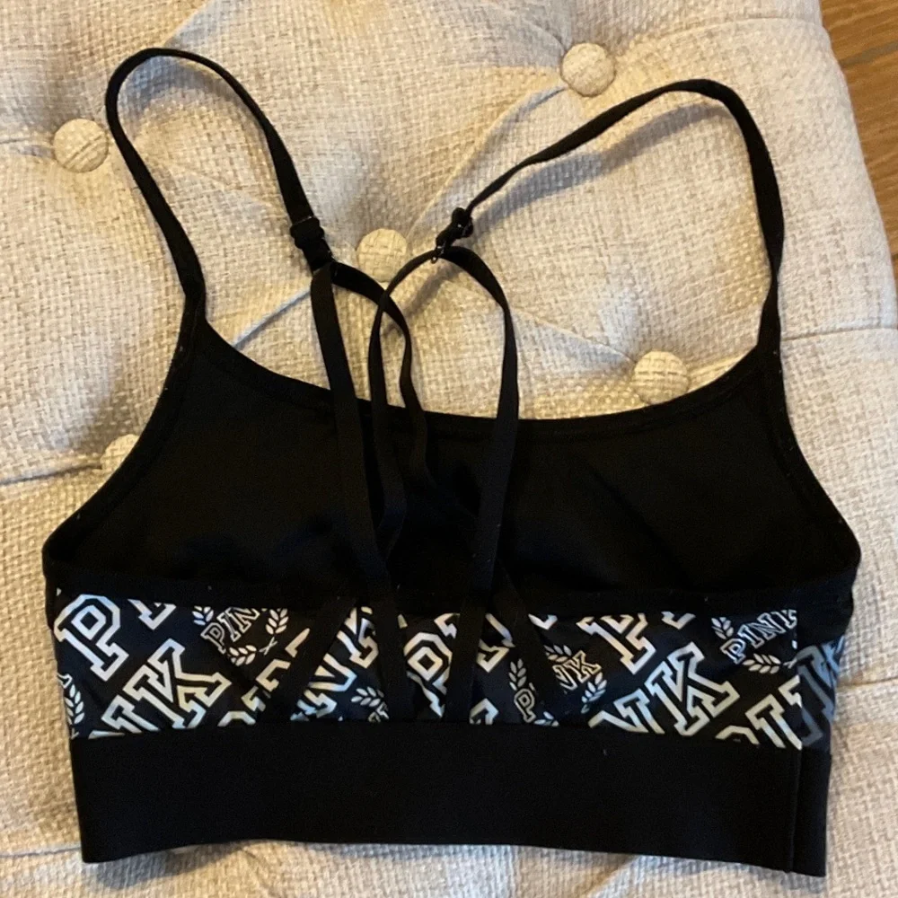 PINK Victoria's Secret Black Sports Bra with White Logo